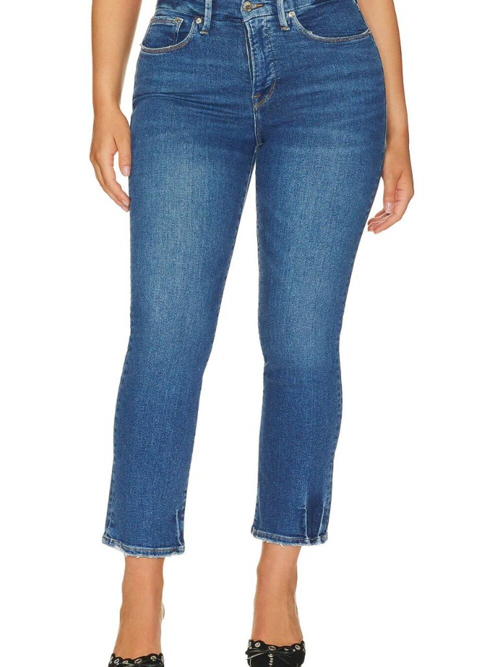 Good American Good Legs Straight Jeans Indigo397 Crop GLS382T Size 14 32 X 27